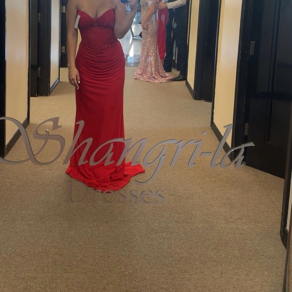 Red Ruched Mermaid Prom Gown